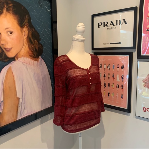 SOLD 💖 Katherine Pierce • Ralph Lauren Denim & Supply Red Long Sleeve Top M - Picture 4 of 10